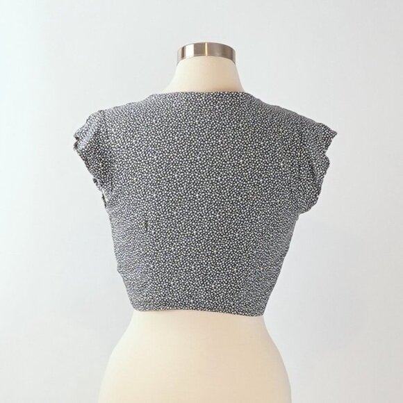 Abercrombie & Fitch Tie Front Flutter Sleeve Blouse Dusty Blue - Size Small - Picture 4 of 6